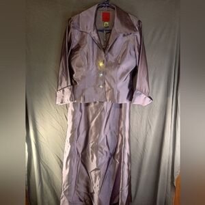 Elegant JS Collection Purple Satin Skirt Suit